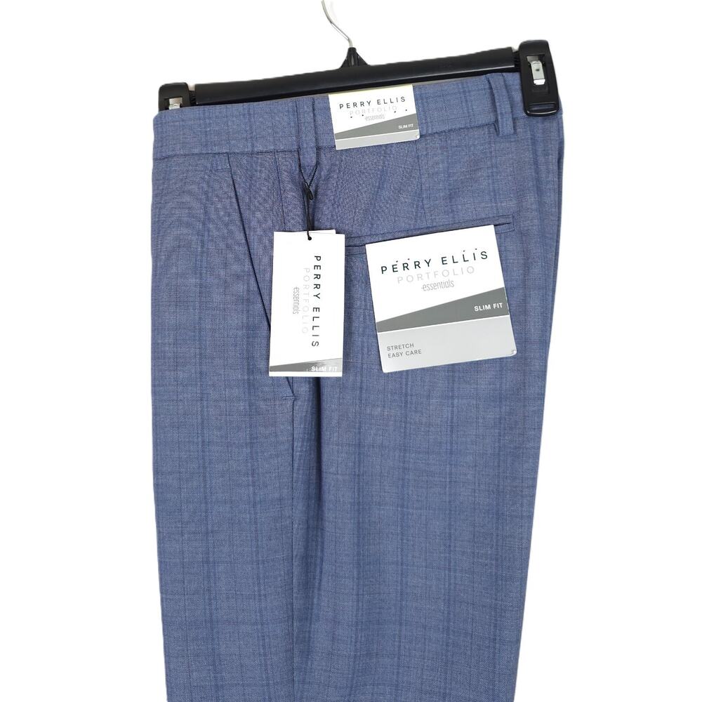 Perry Ellis Blue Slim Fit Dress Pants